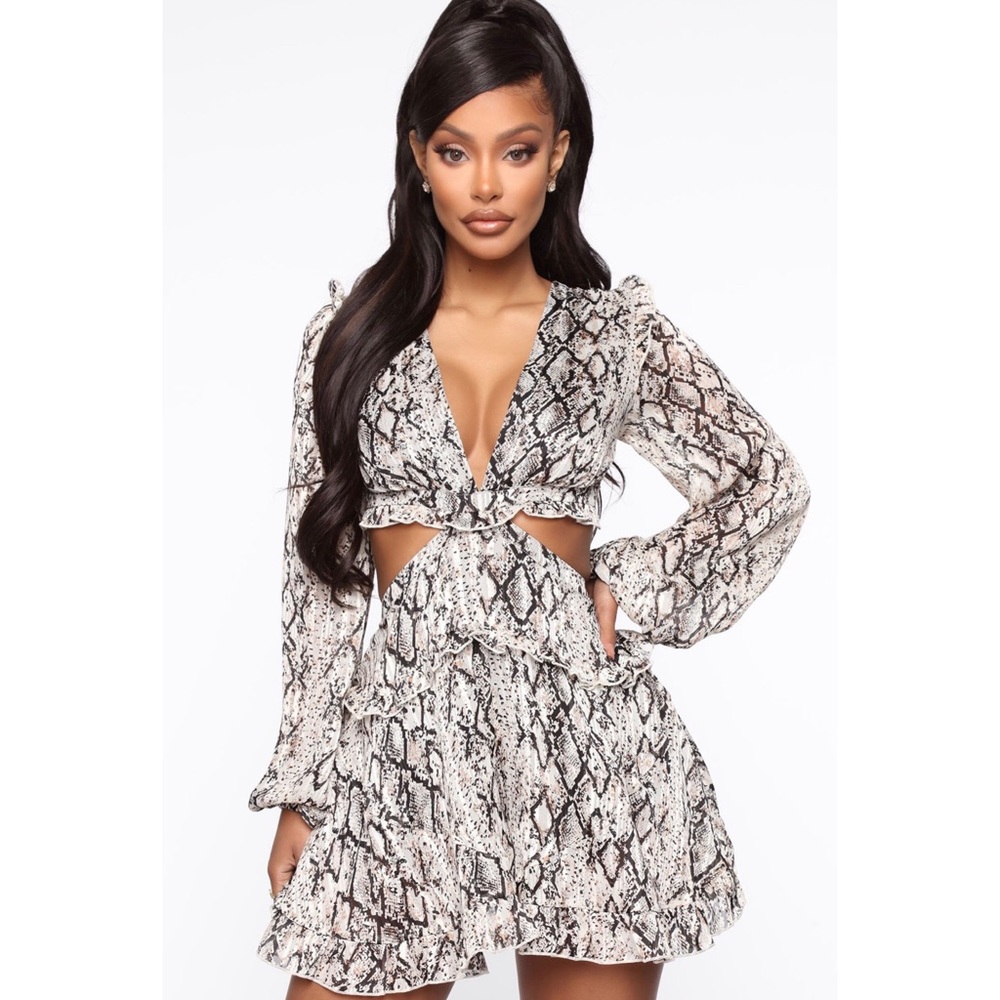 Snake Print Cut Out Dress
